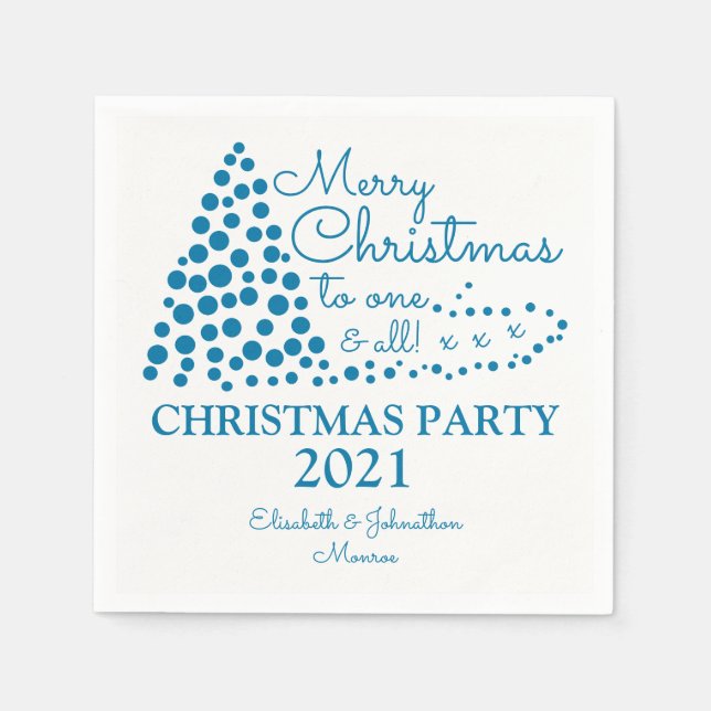Blauer Weihnachtsbaum, Weihnachts-Party Napkin Serviette (Vorderseite)