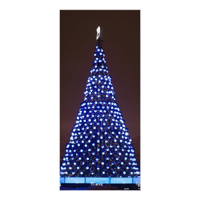 Blauer Weihnachtsbaum Werbekarte (Vorne)