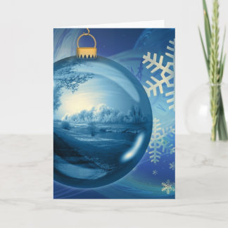 Blauer Weihnachtsbaumschmuck Feiertagskarte