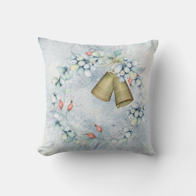 Blauer Weihnachtsbrunnen Elegant Vintag Rustikal Kissen (Vorderseite)