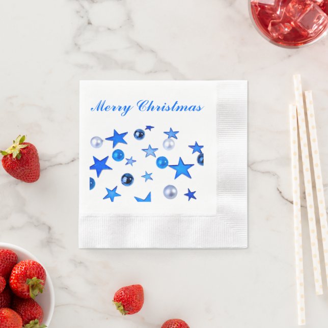 Blauer Weihnachtsdekor mit Text Serviette (Beispiel)