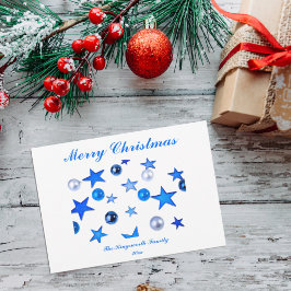 Blauer Weihnachtsdekor mit Textkarte