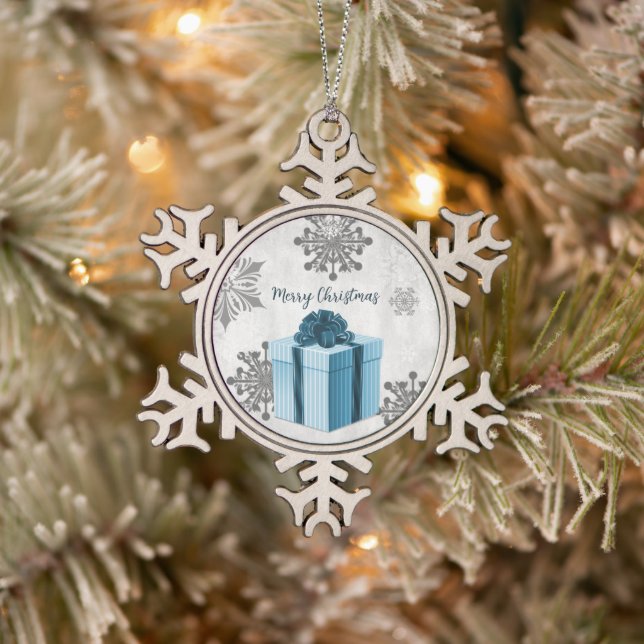Blauer Weihnachtsgeschenk Feiertag Ornament (Baum)