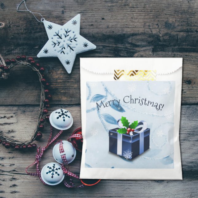 Blauer Weihnachtsgeschenk Gefallen Taschen Geschenktütchen (Blue Christmas Gift Favor Bags)