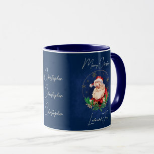 Blauer Weihnachtsmann Eleganter Vintage-Claus Weih Tasse