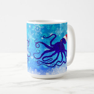 Blauer Weihnachtsoktopus - 15 oz.Tasse Kaffeetasse