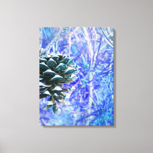 Blauer Weihnachtspinecone - Wrapped Canvas Leinwanddruck