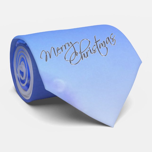 Blauer Weihnachtsschmuck Frohe Weihnachten Herren  Krawatte (Gerollt)