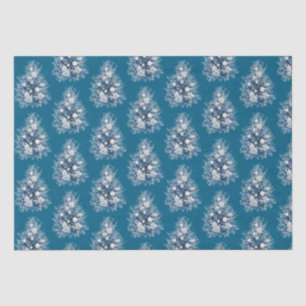 Blauer weiße Weihnachtsbaum Seidenpapier