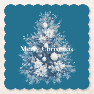 Blauer weiße Weihnachtsbaum Untersetzer