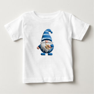 Blauer Weißer Chanukka-Gnom mit Dreidel Baby T-shirt