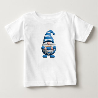 Blauer Weißer Chanukka-Gnom mit Menora Baby T-shirt
