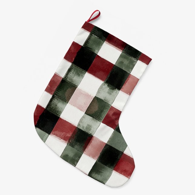 Blauer weißer Chic Großer Weihnachtsstrumpf (Vorderansicht (hängend))