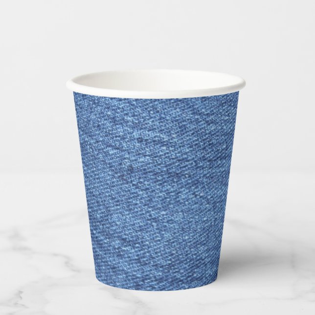Blauer weißer Denim Textur Look Image Paper Cup Pappbecher (Vorderseite)