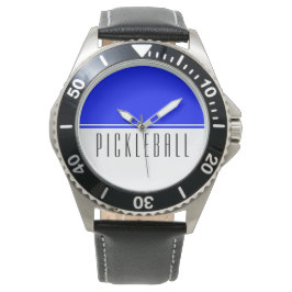 Blauer, weißer Farbblock-PICKLEBALL-Text Armbanduhr