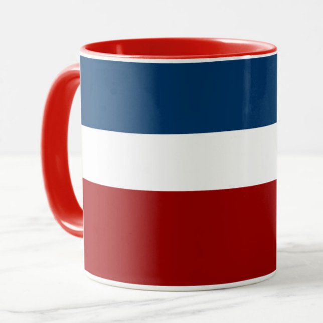 Blauer weißer Farbblockstil Tasse (Von Creator hochgeladen)