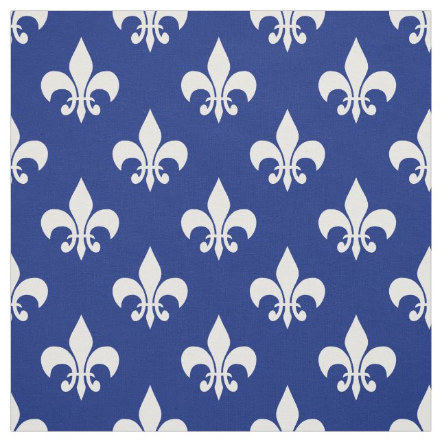 Blauer weißer Fleur-de-lis Textil Stoff (Muster)