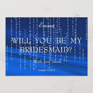 Blauer weißer Glitzer Fohlen wird meine Bridesmaid Einladung
