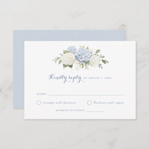 Blauer weißer Hydrangea Wedding RSVP Einladung