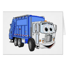 Blauer weißer Lächeln Garbage Truck Cartoon