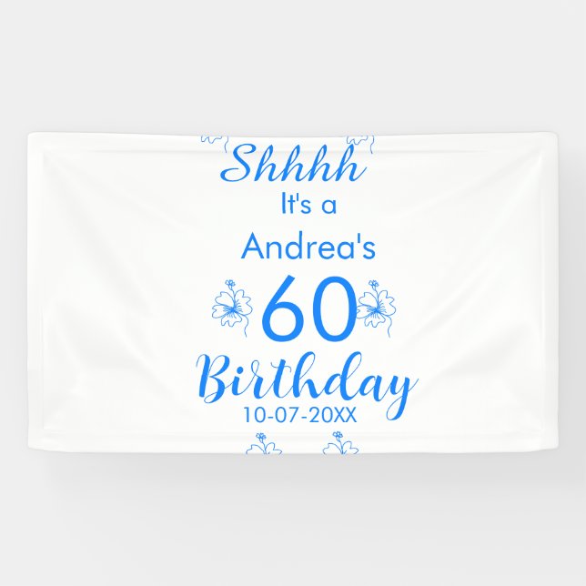 Blauer weißer Lila-Schuh 60. Geburtstag Blumenname Banner (Horizontal)