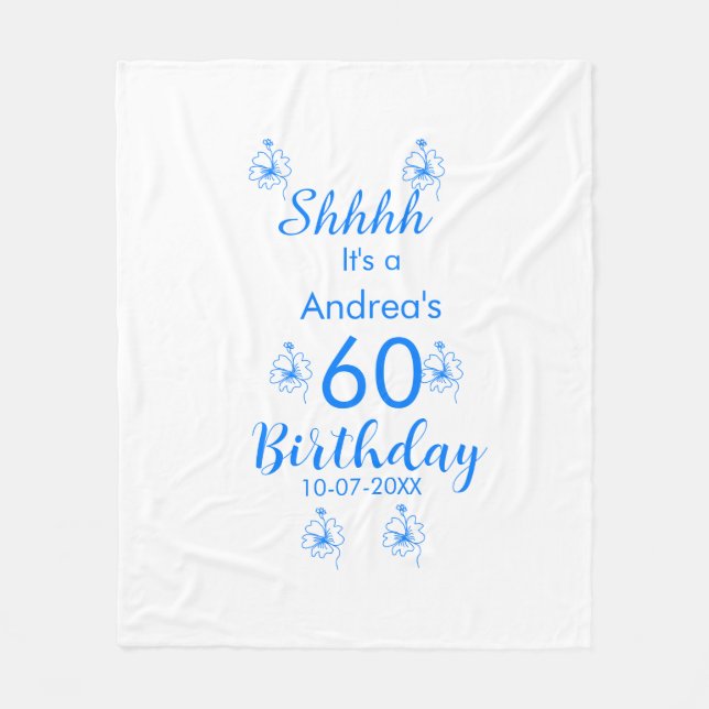 Blauer weißer Lila-Schuh 60. Geburtstag Blumenname Fleecedecke (Vorderseite)