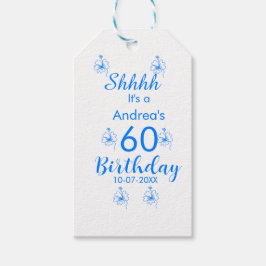 Blauer weißer Lila-Schuh 60. Geburtstag Blumenname Geschenkanhänger