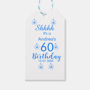 Blauer weißer Lila-Schuh 60. Geburtstag Blumenname Geschenkanhänger