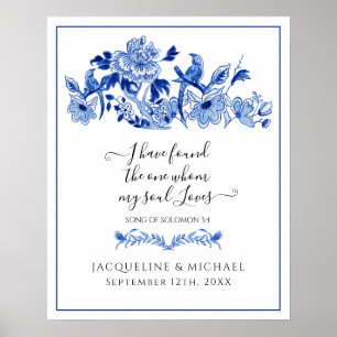 Blauer Weißer Love Birds China BläserBegrüßung Hoc Poster