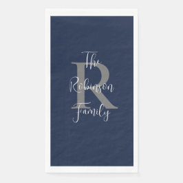 Blauer weißer Name Monogram Handtuch Serviette