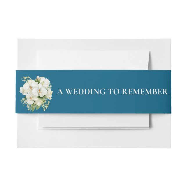 Blauer Weißer Orchid Ozean Einladung Bauch Bands Einladungsbanderole (Vorderseite Beispiel)