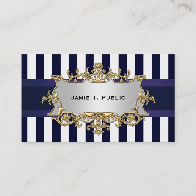 Blauer weißer Streifen, blaues Band, Gerahmtes Gol Visitenkarte (Vorderseite)
