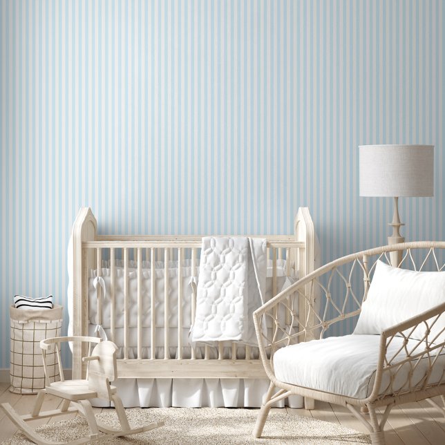 Blauer weißer Streifen Kinderzimmer Nursery Wall D Tapete (Blue White Striped Kids Room Nursery Wall Decor Wallpaper)