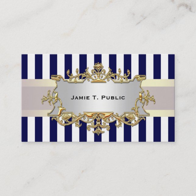 Blauer weißer Streifen, weißer Streifen, Gerahmtes Visitenkarte (Vorderseite)