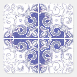 Blauer weißer Swirl, Inspiriert von portugiesische Quadratischer Aufkleber