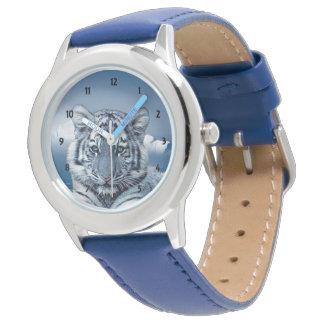 Blauer Weißer Tiger Armbanduhr
