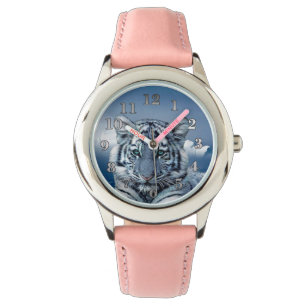 Blauer weißer Tiger Armbanduhr