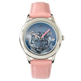 Blauer Weißer Tiger Armbanduhr