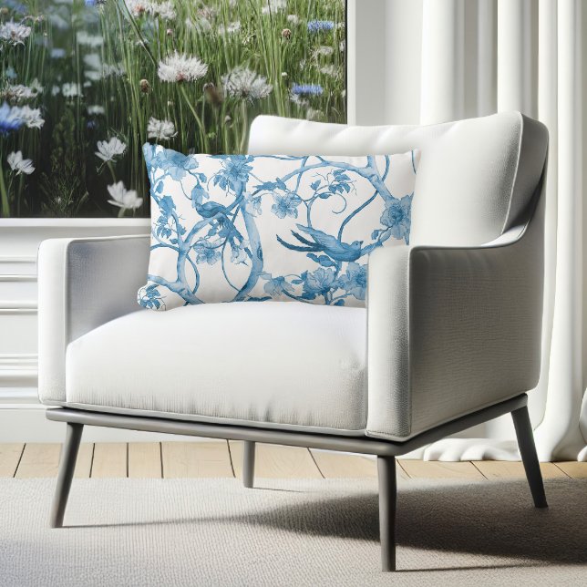 Blauer Weißer Wasserbird in Tremor Vintag Lendenkissen (Von Creator hochgeladen)