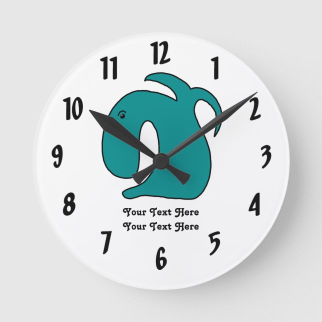 Blauer Weißfisch Runde Wanduhr (Vorderseite)