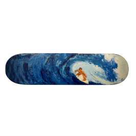 Blauer Wellen-Surfer-surfender Skateboard