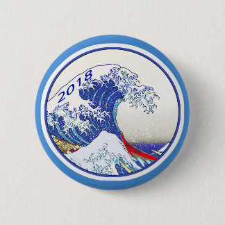 Blauer Wellen-Wahl-Knopf 2018 Button