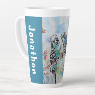 Blauer Wellensittich Sittiche Papageien Ehemänner Milchtasse