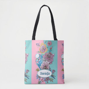 Blauer Wellensittich-Vogel Rose Blumig Rosa Aqua M