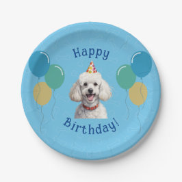 Blauer Welpenhund Birthday Paw-ty Pappteller