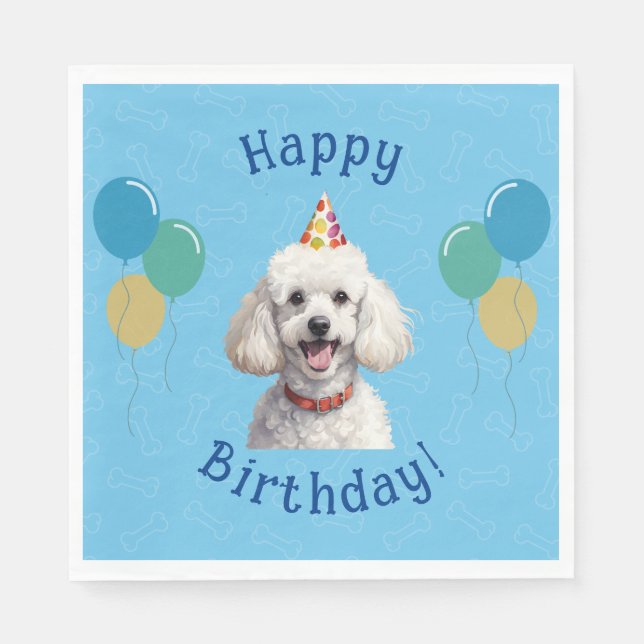 Blauer Welpenhund Birthday Paw-ty Serviette (Vorderseite)