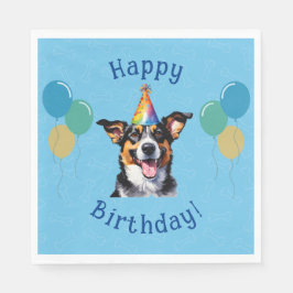 Blauer Welpenhund Birthday Paw-ty Serviette