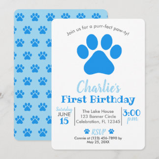Blauer Welpenhund Einladung zum Geburtstag