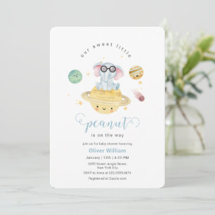 Blauer Weltraum-Elefanten-Baby-Shower Einladung