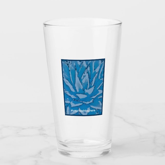 Blauer Werbefilm Hashtag Glas Cup (Vorderseite)
